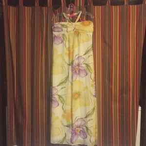 Floor length Hawaiian strapless dress
